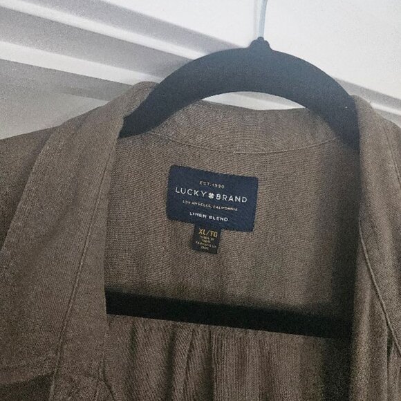 LUCKY BRAND LINEN BLEND BUTTON DOWN COLLARED WOMEN'S SHIRT/JACKET - SIZE XL/TG - Picture 6 of 6